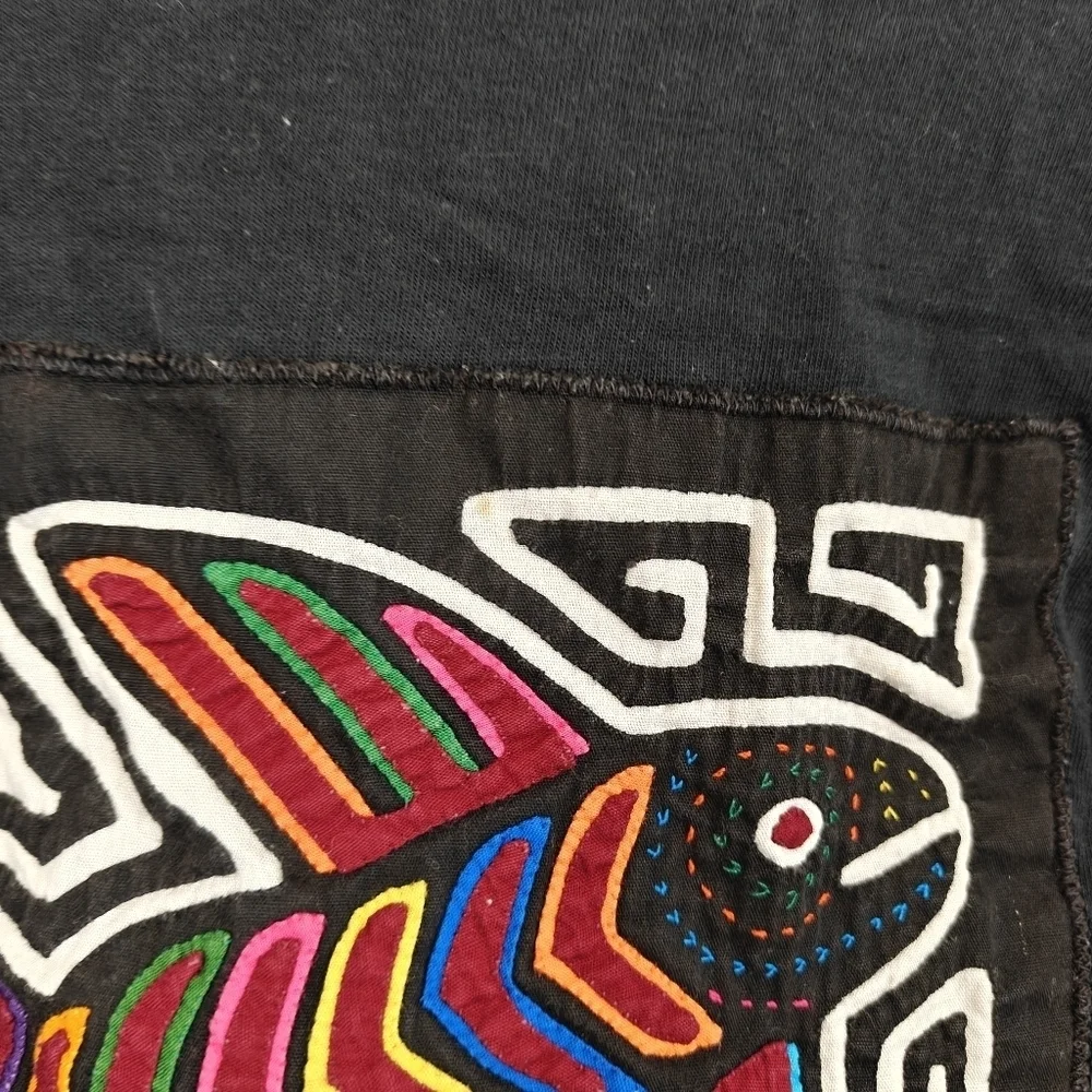 Vintage Mola Art Quilted Embroidered Long Sleeve Shirt Fish Print Size LG - Picture 11 of 11